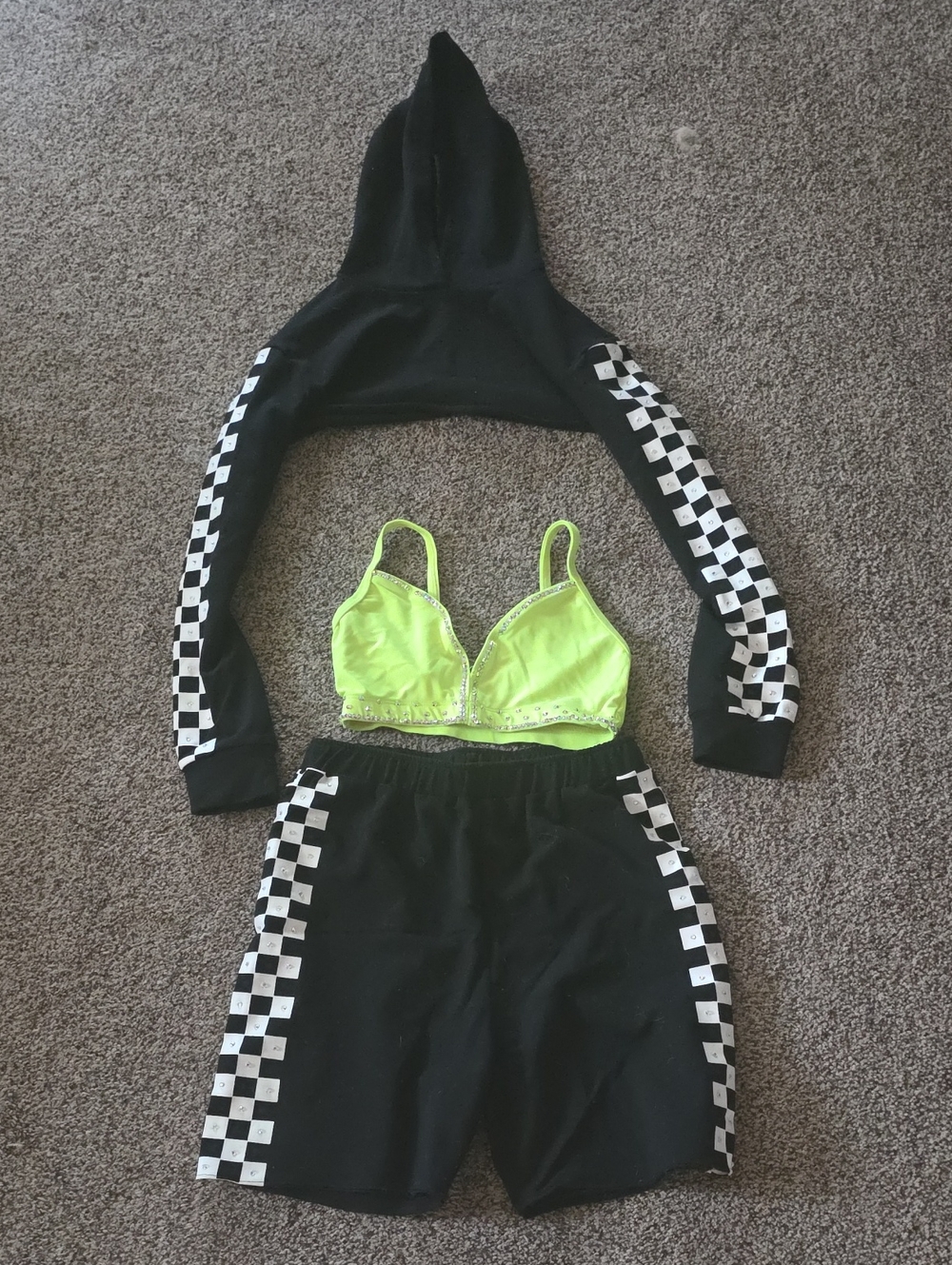 BP Designs - Neon Green Bralette & Black Checker Set